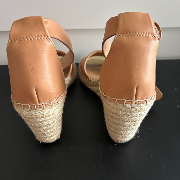 Vince Camuto Camel Leather Espadrille Wedge Heels Sandals - Picture 5 of 9